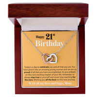 Load image into Gallery viewer, Happy 21st Birthday - Today Is A Day To Celebrate - Interlocking Hearts Necklace - JustFamilyThings
