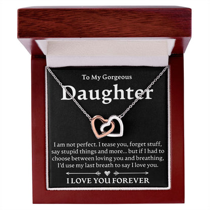 To My Gorgeous Daughter - Interlocking Hearts Necklace - JustFamilyThings