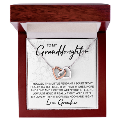 To My Granddaughter From Grandma - Interlocking Hearts Necklace - JustFamilyThings