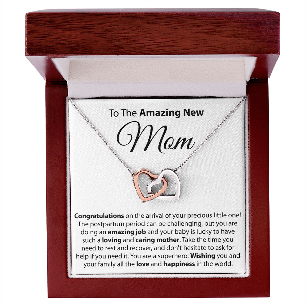 To The Amazing New Mom - Interlocking Hearts Necklace