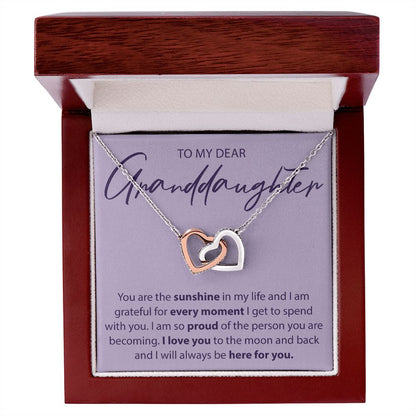 To My Dear Granddaughter - You Are The Sunshine - Interlocking Hearts Necklace - JustFamilyThings