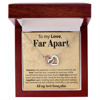 To My Love Across The Miles - Distance May Separate Us - Interlocking Hearts Necklace - JustFamilyThings