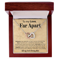 Load image into Gallery viewer, To My Love Across The Miles - Distance May Separate Us - Interlocking Hearts Necklace - JustFamilyThings
