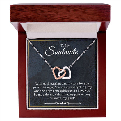 To My Soulmate - With Each Passing Day - Interlocking Hearts Necklace - JustFamilyThings