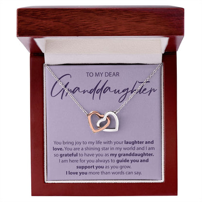 To My Dear Granddaughter - You Bring Joy To My Life - Interlocking Hearts Necklace - JustFamilyThings