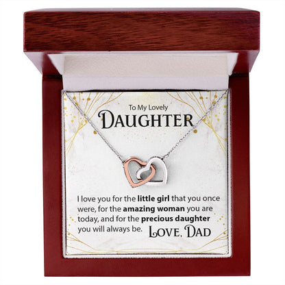 To My Daughter, From Dad - Interlocking Hearts Necklace - JustFamilyThings