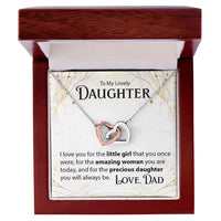 Load image into Gallery viewer, To My Daughter, From Dad - Interlocking Hearts Necklace - JustFamilyThings
