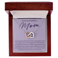 Load image into Gallery viewer, To My Boyfriends Mom - I Am Beyond Grateful - Interlocking Hearts Necklace - JustFamilyThings
