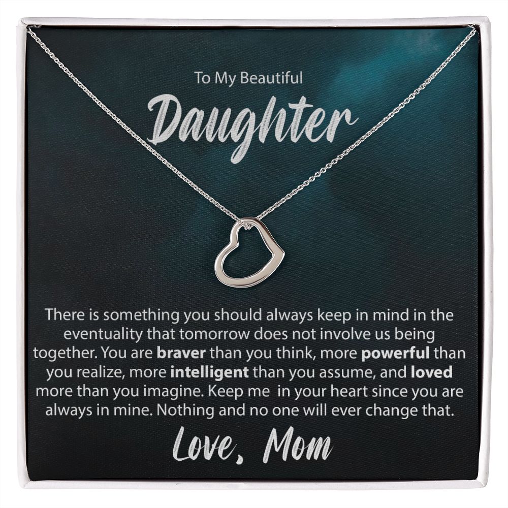 To My Daughter From Mom - Delicate Heart Necklace - JustFamilyThings