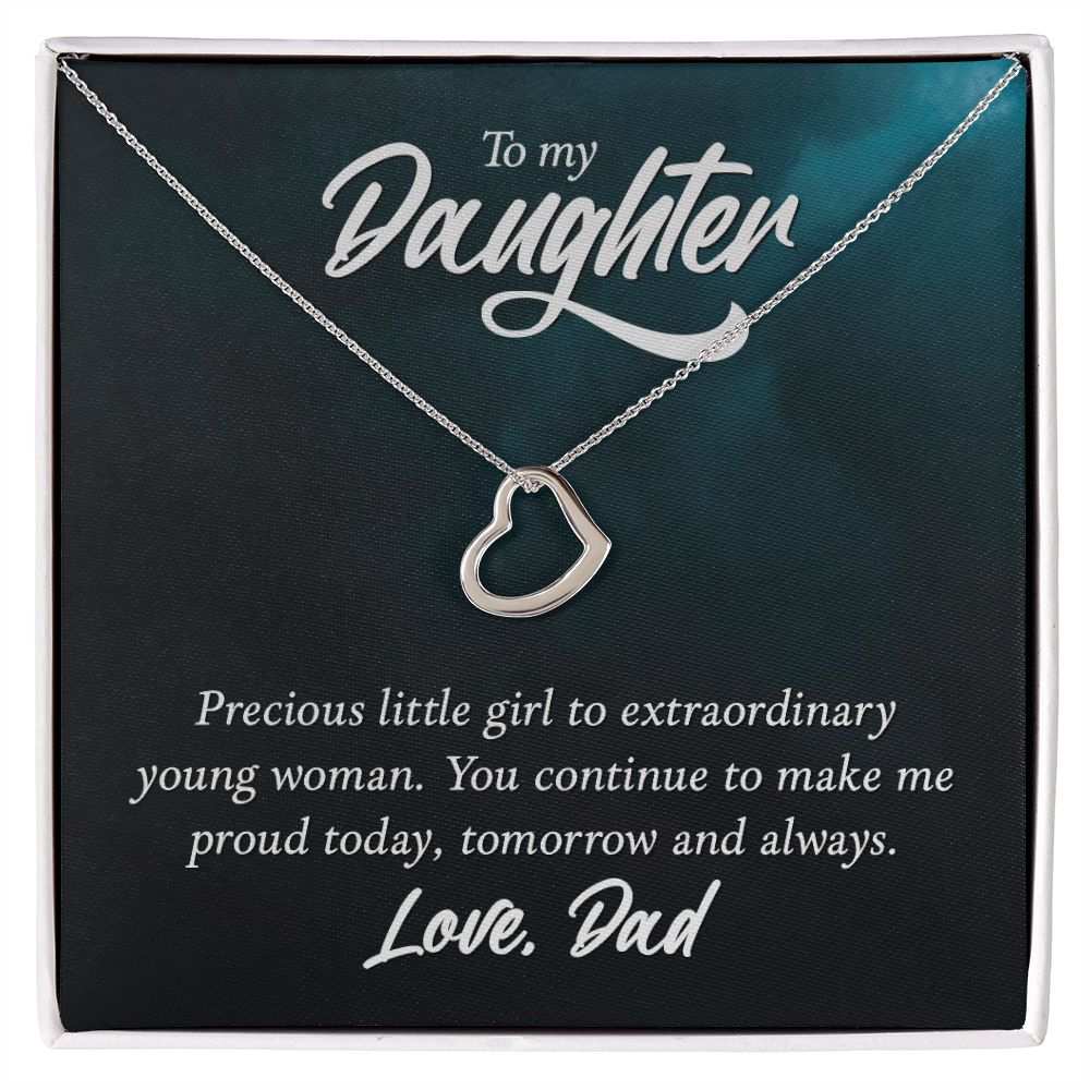 To My Daughter From Dad - Delicate Heart Necklace - JustFamilyThings