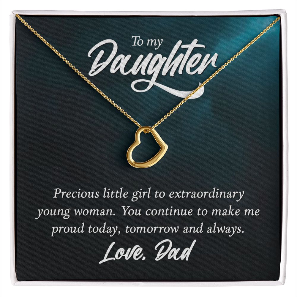 To My Daughter From Dad - Delicate Heart Necklace - JustFamilyThings