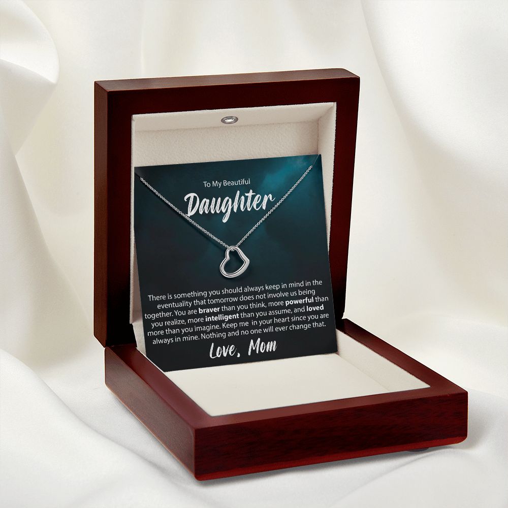 To My Daughter From Mom - Delicate Heart Necklace - JustFamilyThings