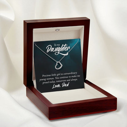 To My Daughter From Dad - Delicate Heart Necklace - JustFamilyThings