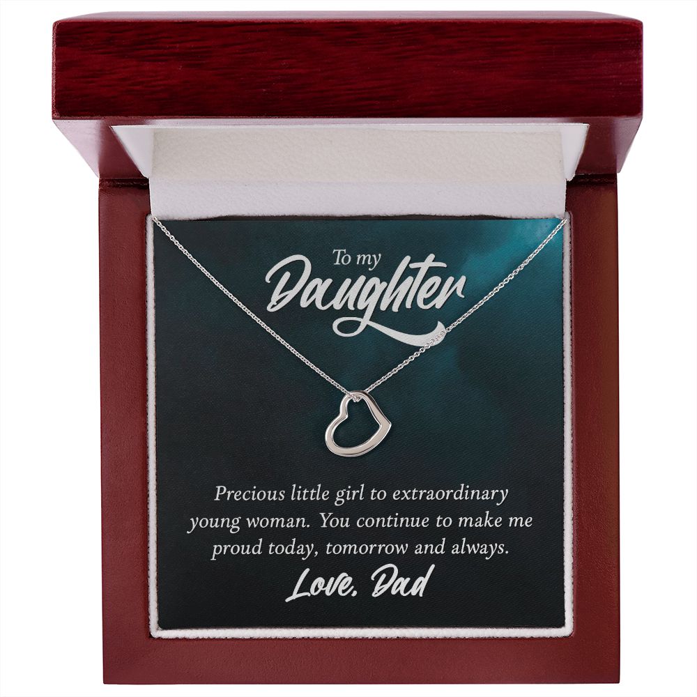 To My Daughter From Dad - Delicate Heart Necklace - JustFamilyThings