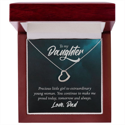 To My Daughter From Dad - Delicate Heart Necklace - JustFamilyThings