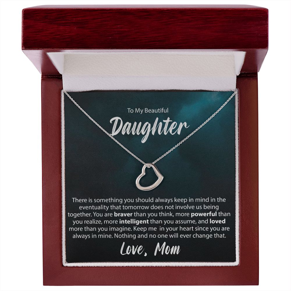 To My Daughter From Mom - Delicate Heart Necklace - JustFamilyThings