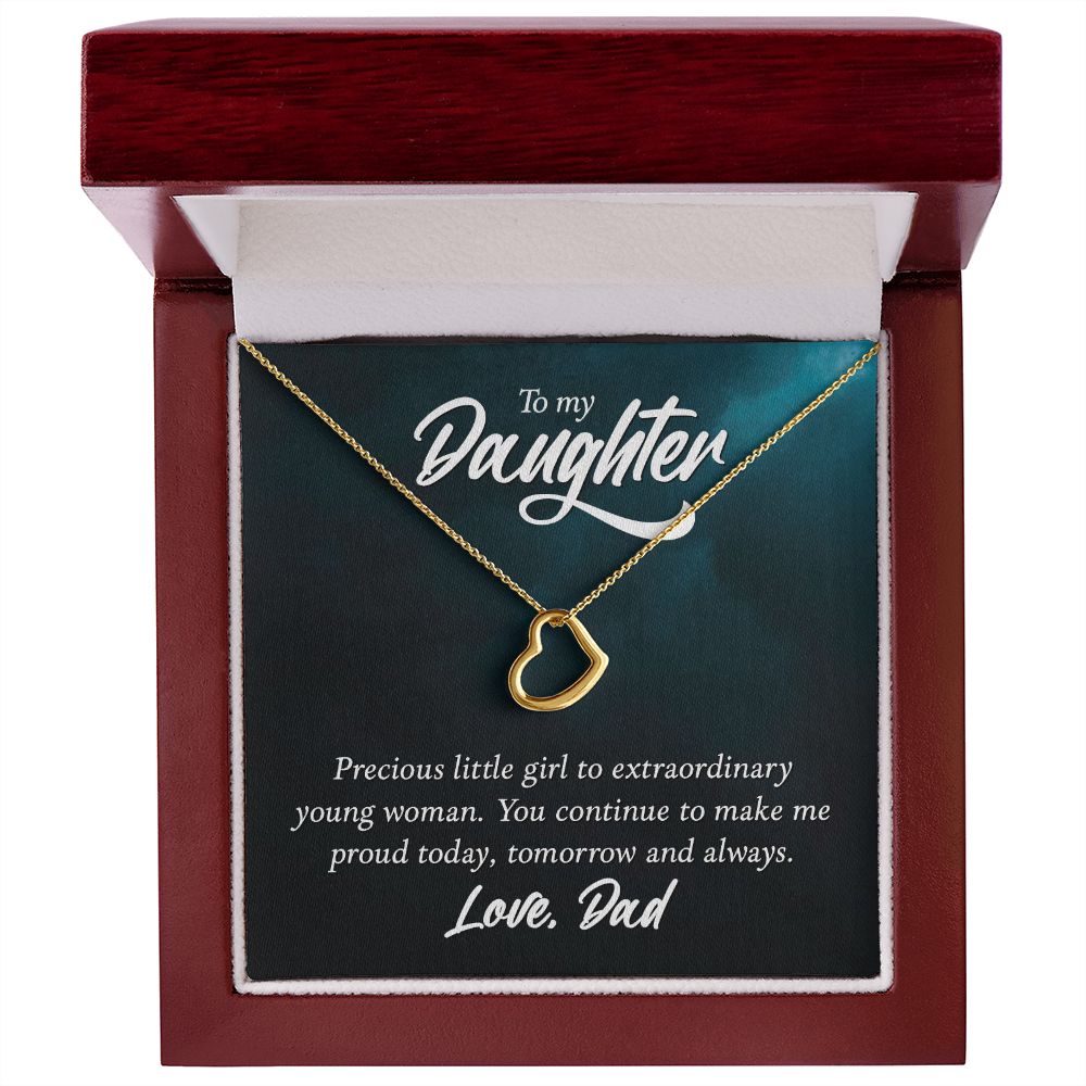 To My Daughter From Dad - Delicate Heart Necklace - JustFamilyThings