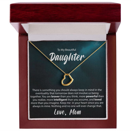 To My Daughter From Mom - Delicate Heart Necklace - JustFamilyThings