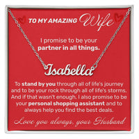 Load image into Gallery viewer, To My Amazing Wife - I Promise To Be Your Partner In All Things - Custom Name Necklace - JustFamilyThings
