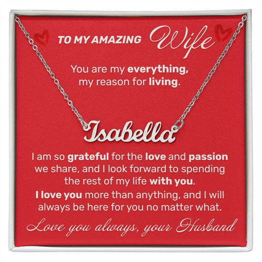To My Amazing Wife - I Am So Grateful - Custom Name Necklace - JustFamilyThings
