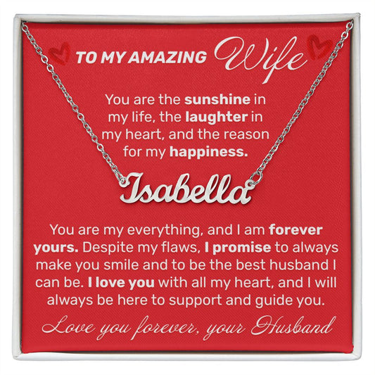 To My Amazing Wife - You Are The Sunshine - Custom Name Necklace - JustFamilyThings