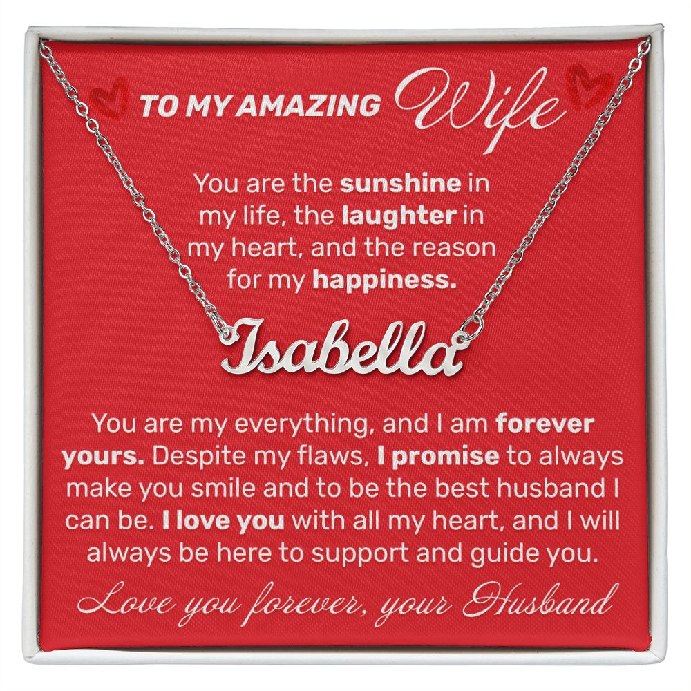 To My Amazing Wife - You Are The Sunshine - Custom Name Necklace - JustFamilyThings