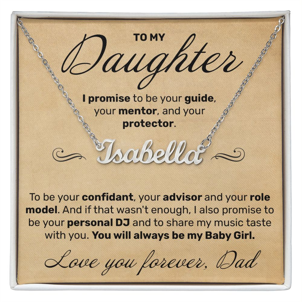 To My Daughter - I Promise To Be Your DJ - Custom Name Necklace - JustFamilyThings