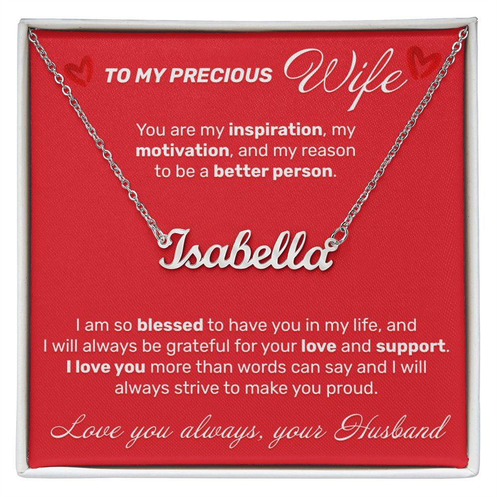 To My Precious Wife - I Am So Blessed - Custom Name Necklace - JustFamilyThings