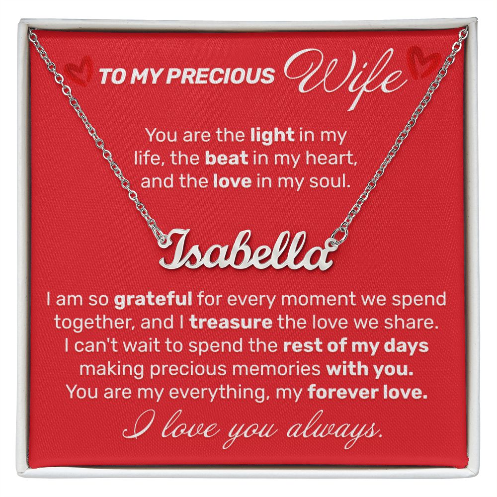 To My Precious Wife - You Are The Light - Custom Name Necklace - JustFamilyThings