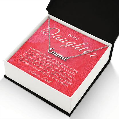 To My Daughter - A Precious Flower - Custom Name Necklace - JustFamilyThings