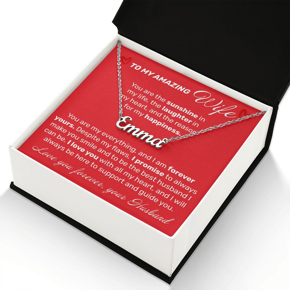 To My Amazing Wife - You Are The Sunshine - Custom Name Necklace - JustFamilyThings