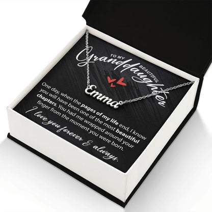 To My Beautiful Granddaughter - When The Pages Of My Life End - Custom Name Necklace - JustFamilyThings