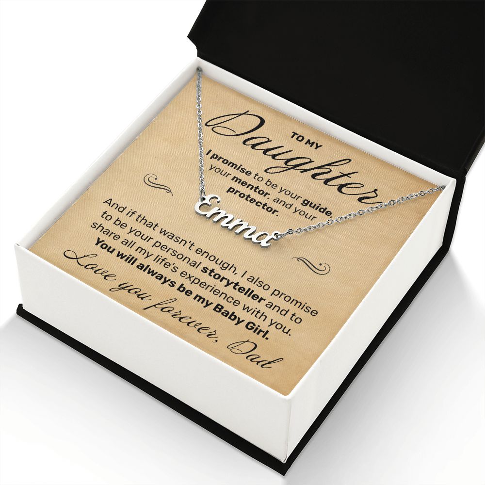 To My Daughter - I Promise To Be Your Storyteller - Custom Name Necklace - JustFamilyThings