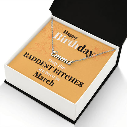 Happy Birthday - Baddest Bitches - Custom Name Necklace - JustFamilyThings