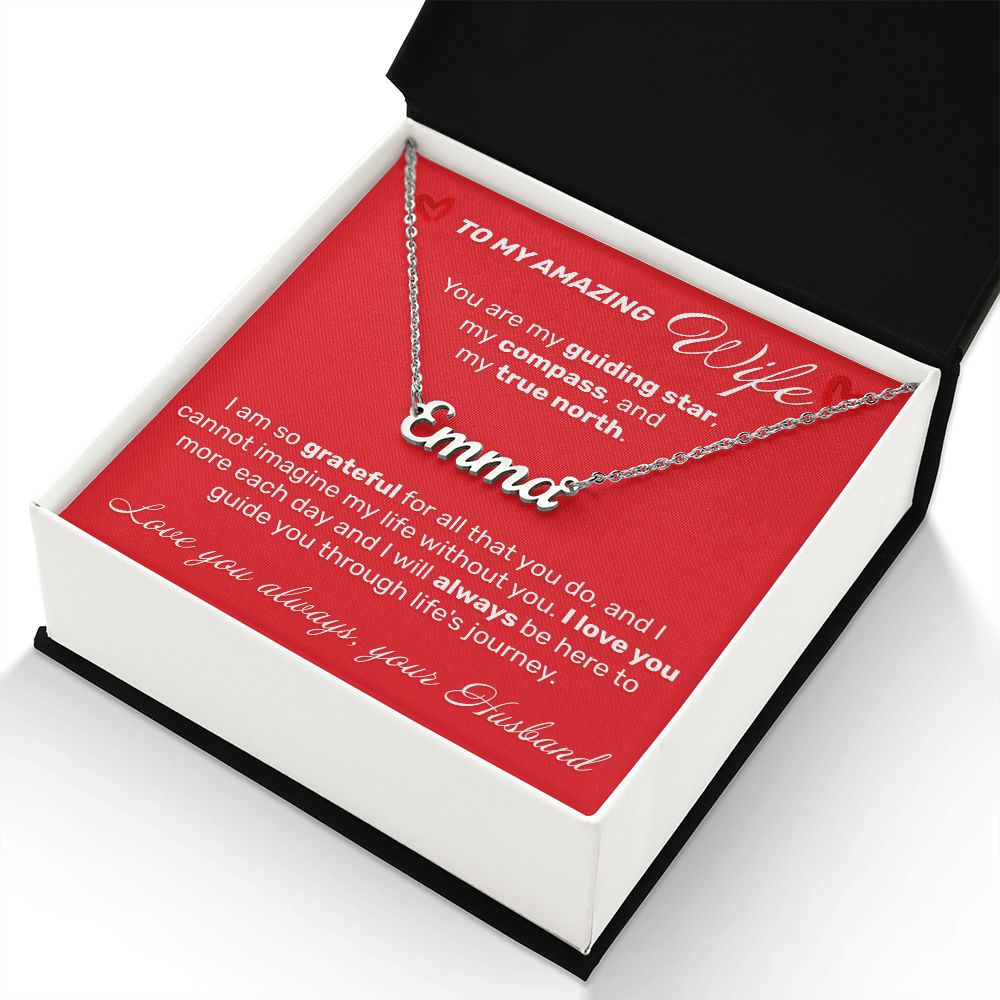 To My Amazing Wife - I Am So Grateful For All - Custom Name Necklace - JustFamilyThings