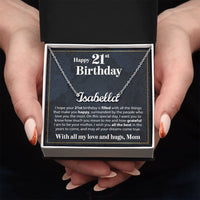 Load image into Gallery viewer, Happy 21st Birthday - From Mom - Custom Name Necklace - JustFamilyThings
