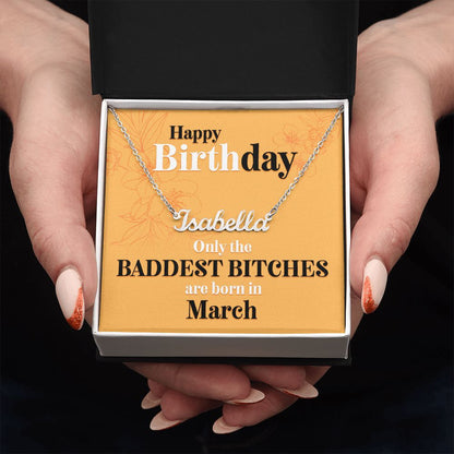 Happy Birthday - Baddest Bitches - Custom Name Necklace - JustFamilyThings
