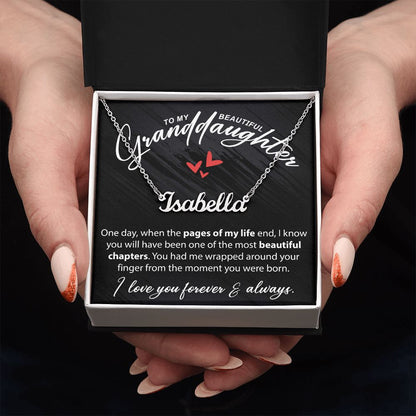To My Beautiful Granddaughter - When The Pages Of My Life End - Custom Name Necklace - JustFamilyThings