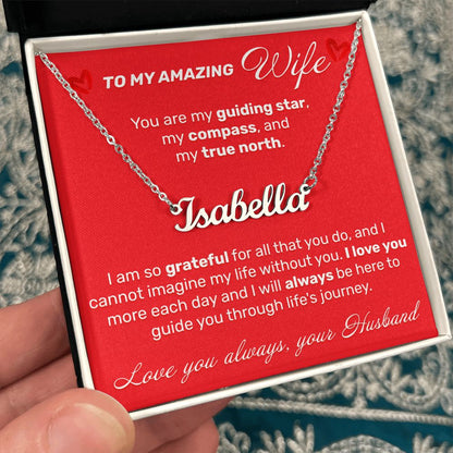 To My Amazing Wife - I Am So Grateful For All - Custom Name Necklace - JustFamilyThings
