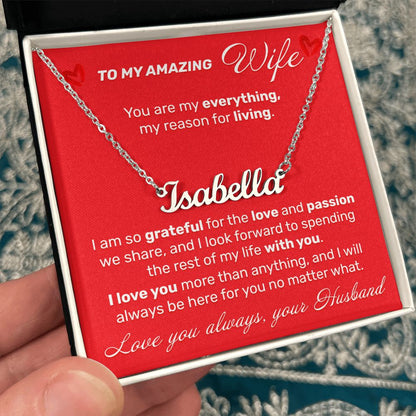 To My Amazing Wife - I Am So Grateful - Custom Name Necklace - JustFamilyThings