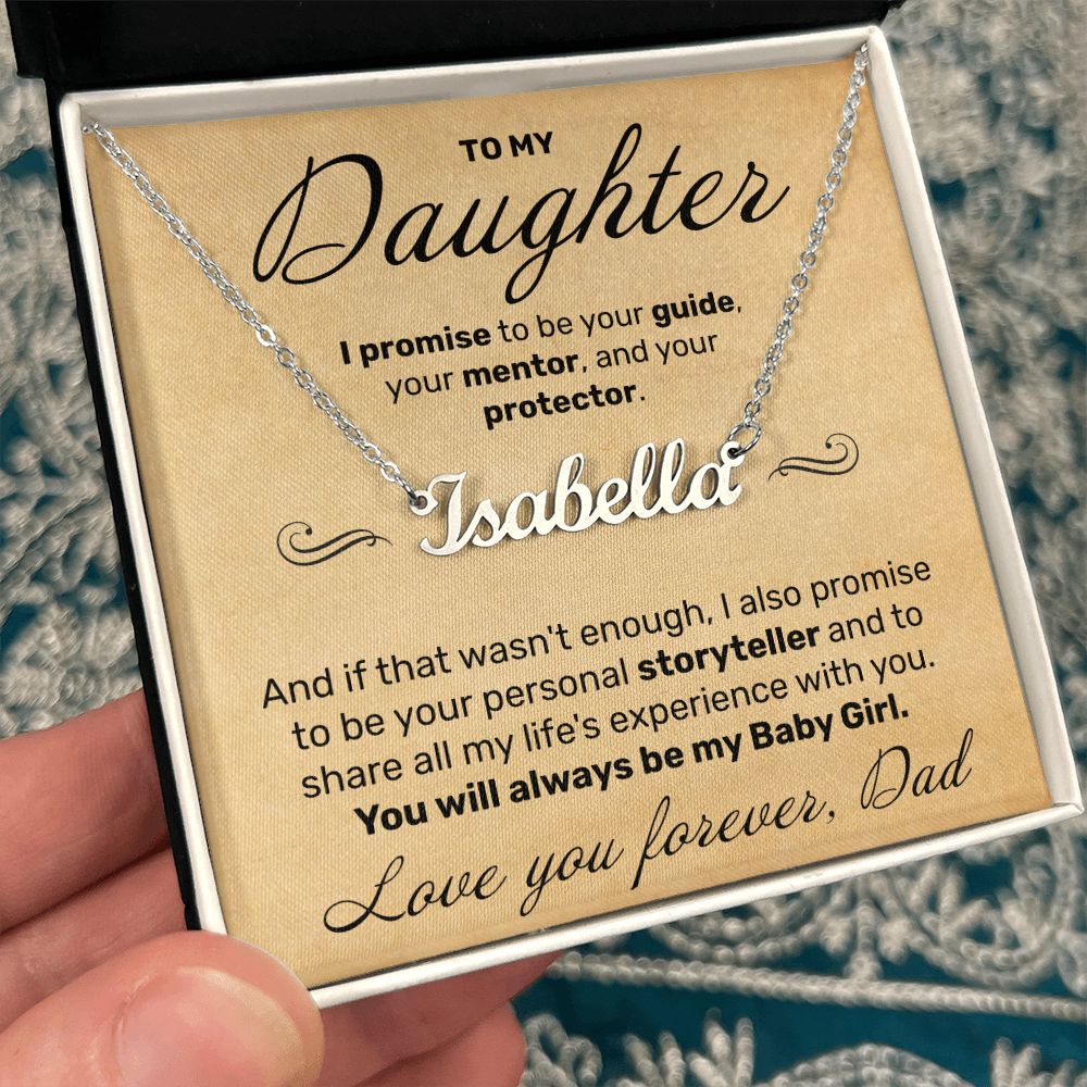 To My Daughter - I Promise To Be Your Storyteller - Custom Name Necklace - JustFamilyThings