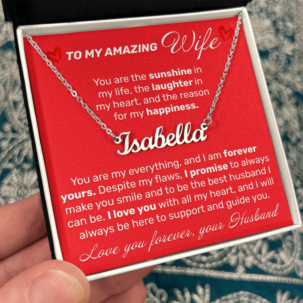 To My Amazing Wife - You Are The Sunshine - Custom Name Necklace - JustFamilyThings