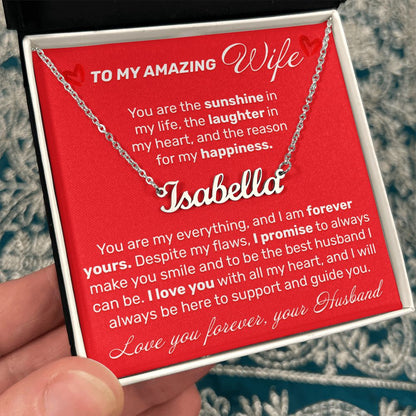 To My Amazing Wife - You Are The Sunshine - Custom Name Necklace - JustFamilyThings