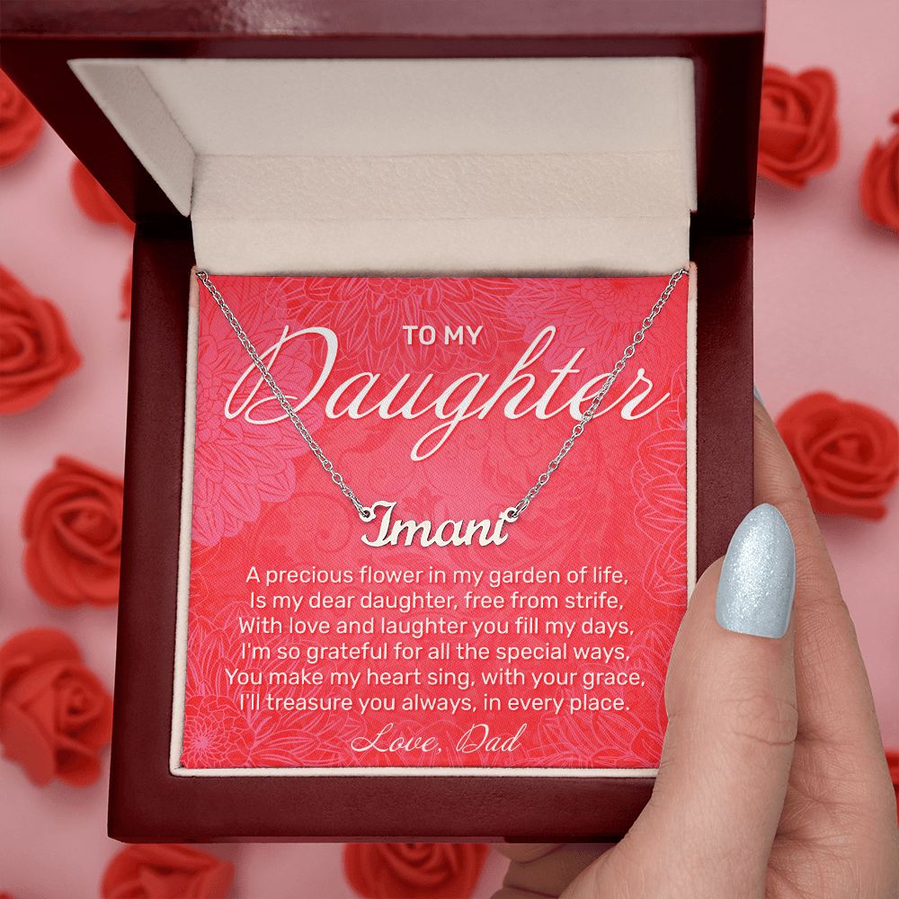 To My Daughter - A Precious Flower - Custom Name Necklace - JustFamilyThings