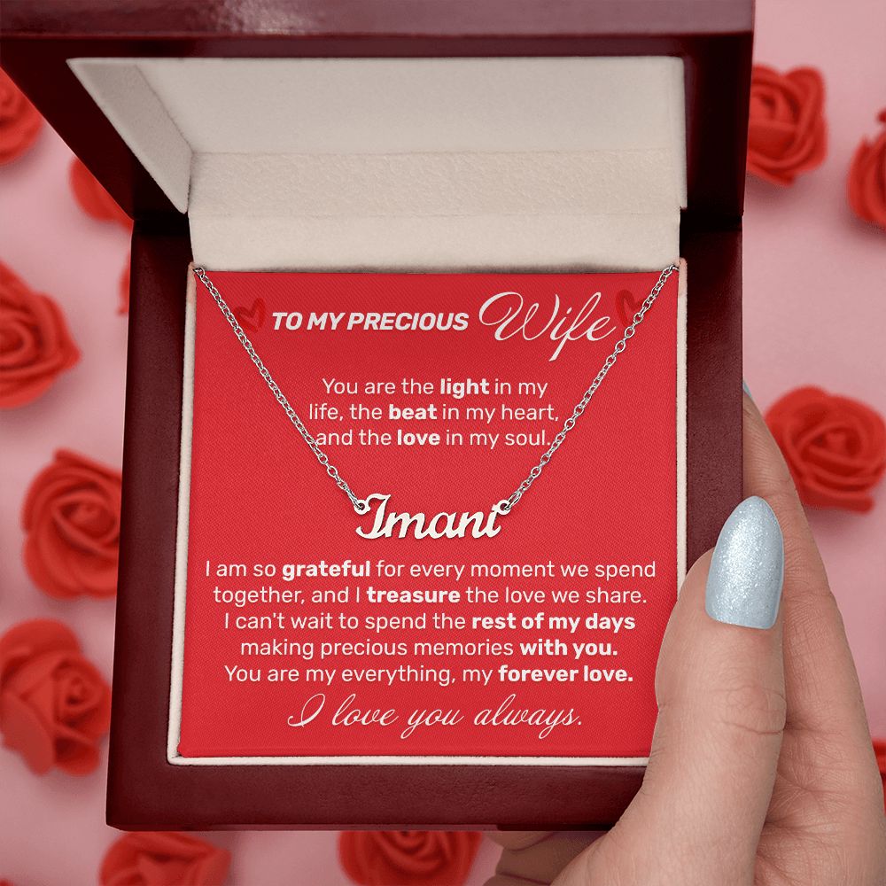 To My Precious Wife - You Are The Light - Custom Name Necklace - JustFamilyThings