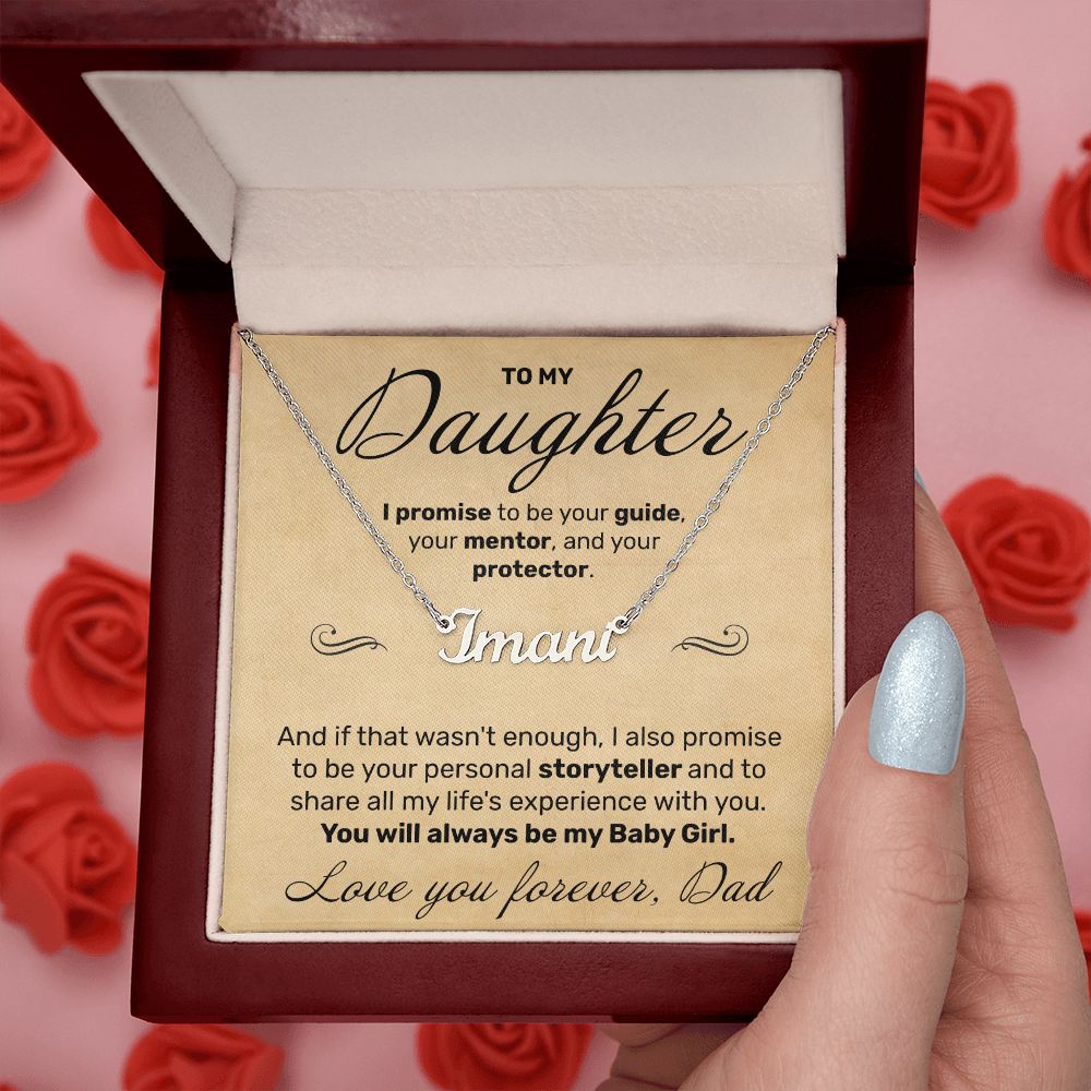 To My Daughter - I Promise To Be Your Storyteller - Custom Name Necklace - JustFamilyThings
