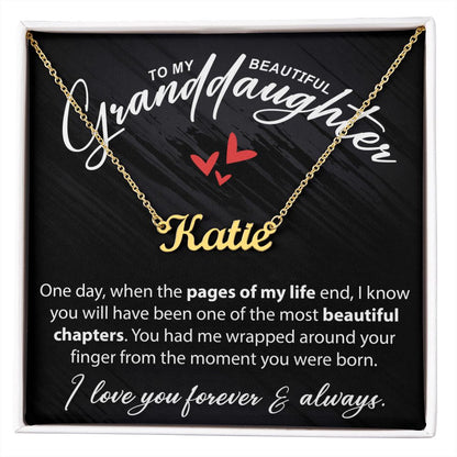 To My Beautiful Granddaughter - When The Pages Of My Life End - Custom Name Necklace - JustFamilyThings