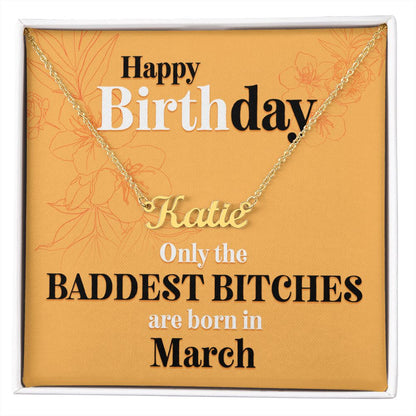 Happy Birthday - Baddest Bitches - Custom Name Necklace - JustFamilyThings