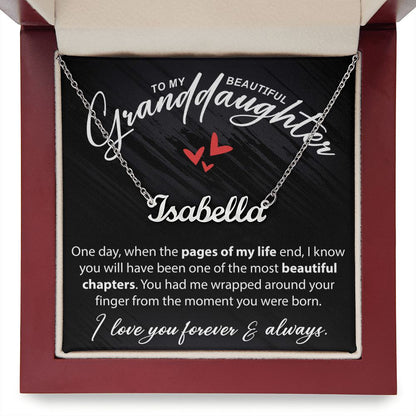 To My Beautiful Granddaughter - When The Pages Of My Life End - Custom Name Necklace - JustFamilyThings