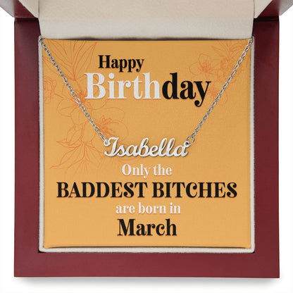 Happy Birthday - Baddest Bitches - Custom Name Necklace - JustFamilyThings